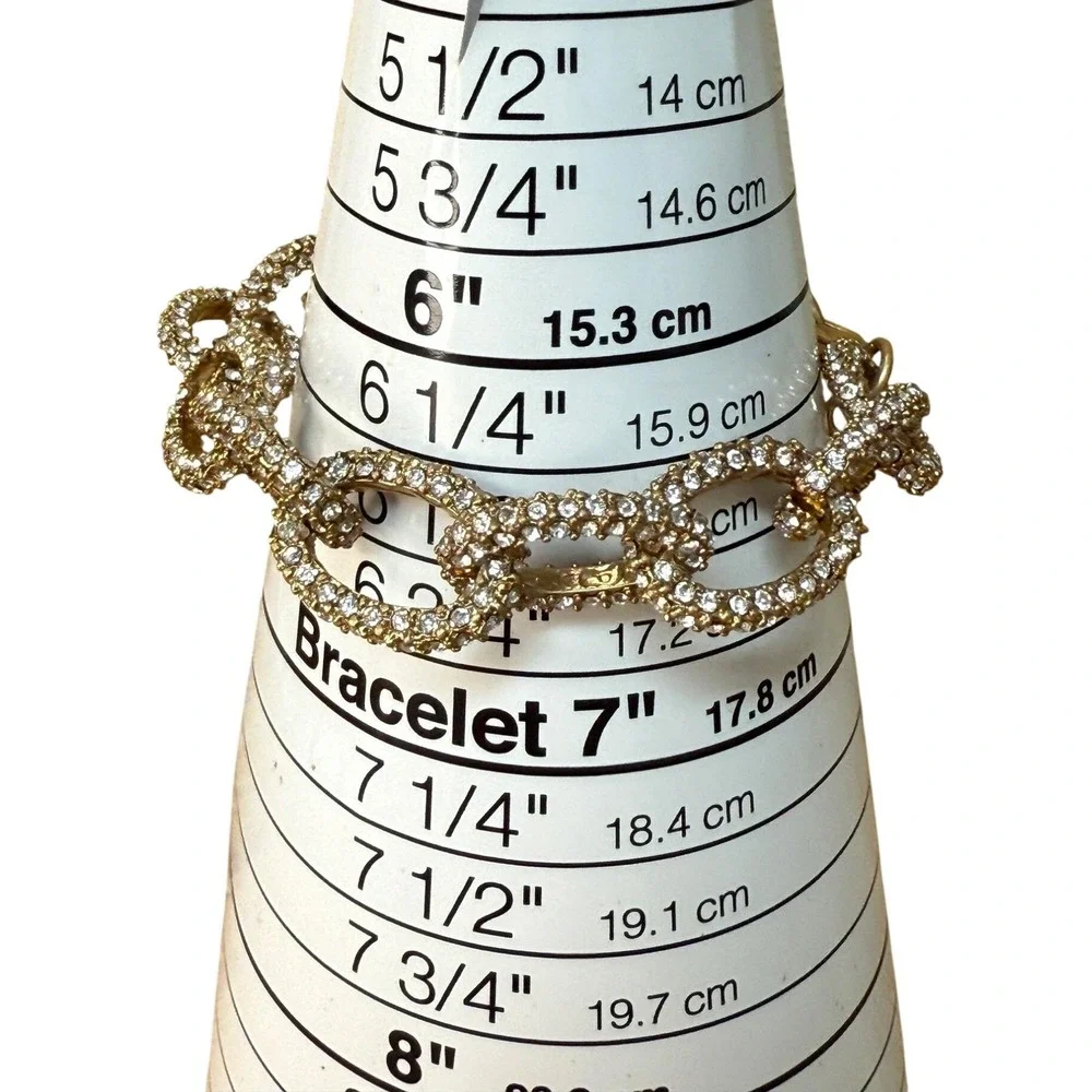 Glam Pave‎ Crystal Gold Tone Link Bracelet from J.Crew